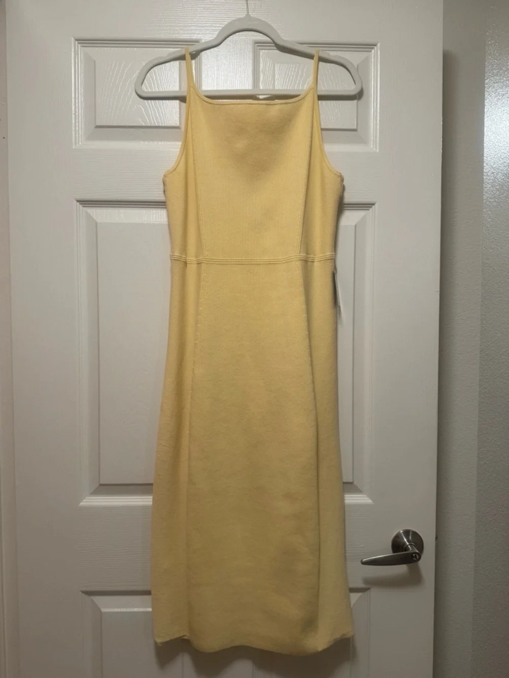 Express Ribbed High Square Neck Midi Sweater Dress - Picture 8 of 16